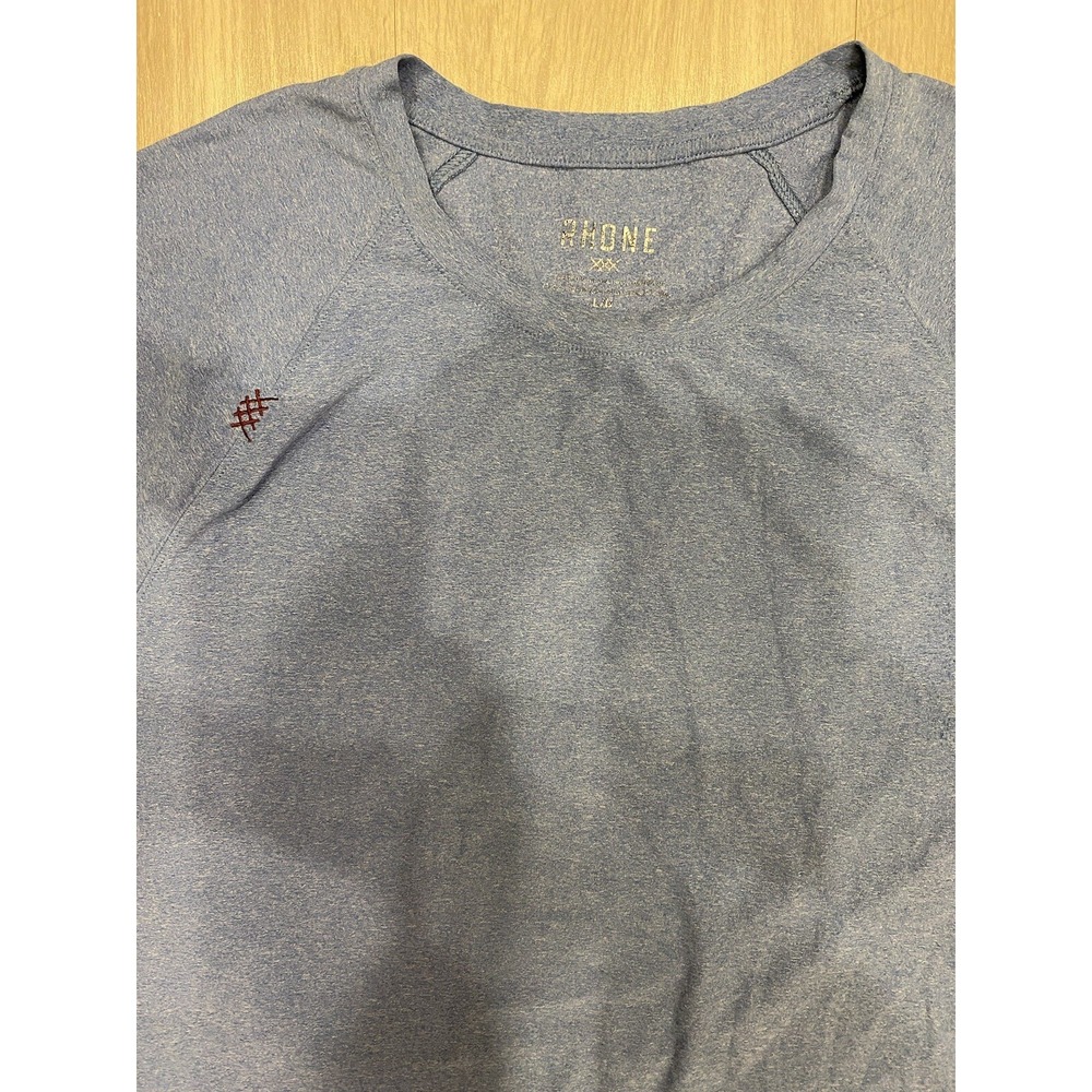 Rhone Shirt Mens L Large Blue Short Sleeve Tech Performance Training Gym *Flaws*